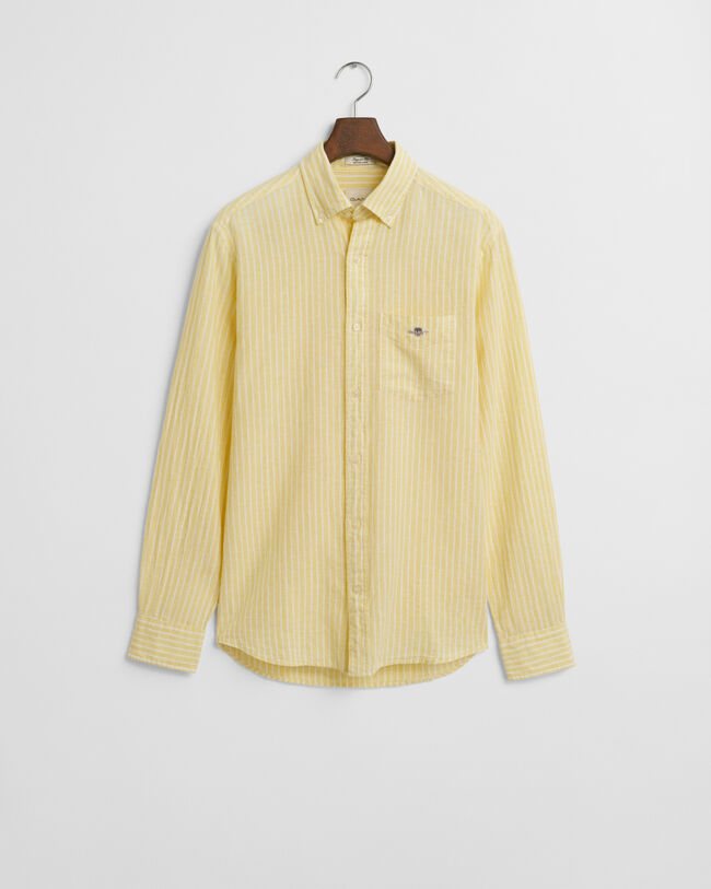 Camicia in misto cotone-lino a righe regular fit