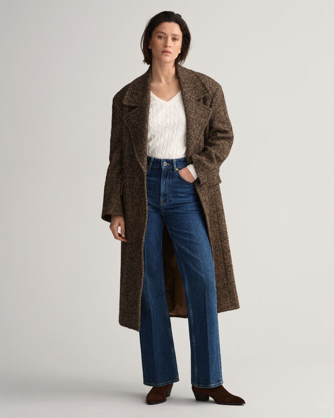 Maglia con scollo a V in cotone elasticizzato a trecce