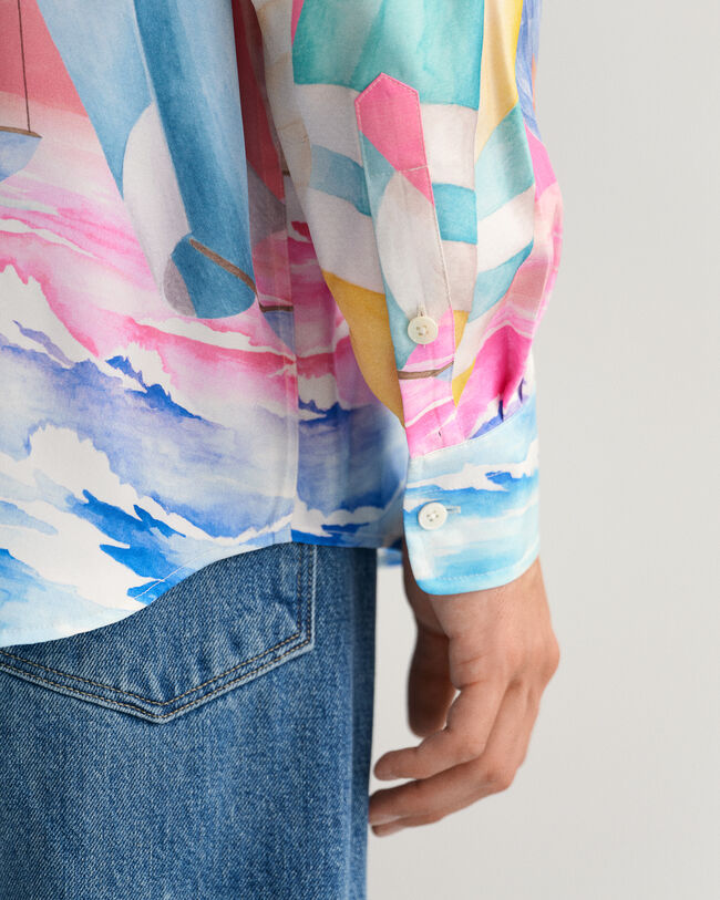 Camicia in seta con stampa Sailing oversize