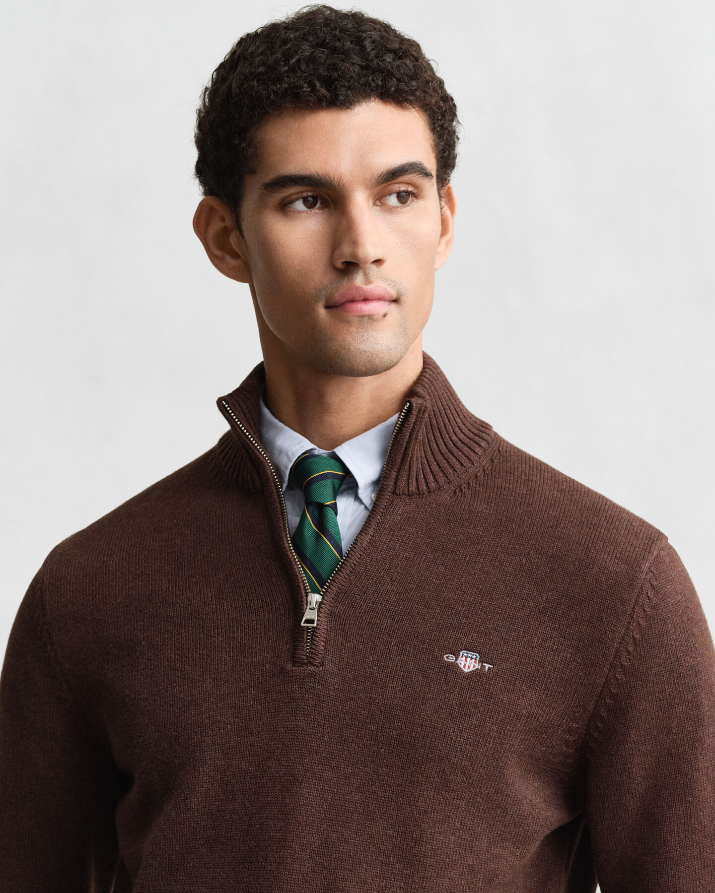 Maglia in cotone casual con zip corta