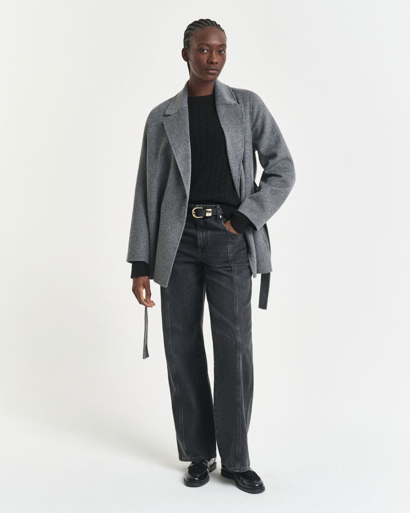 Maglia girocollo in cashmere a trecce