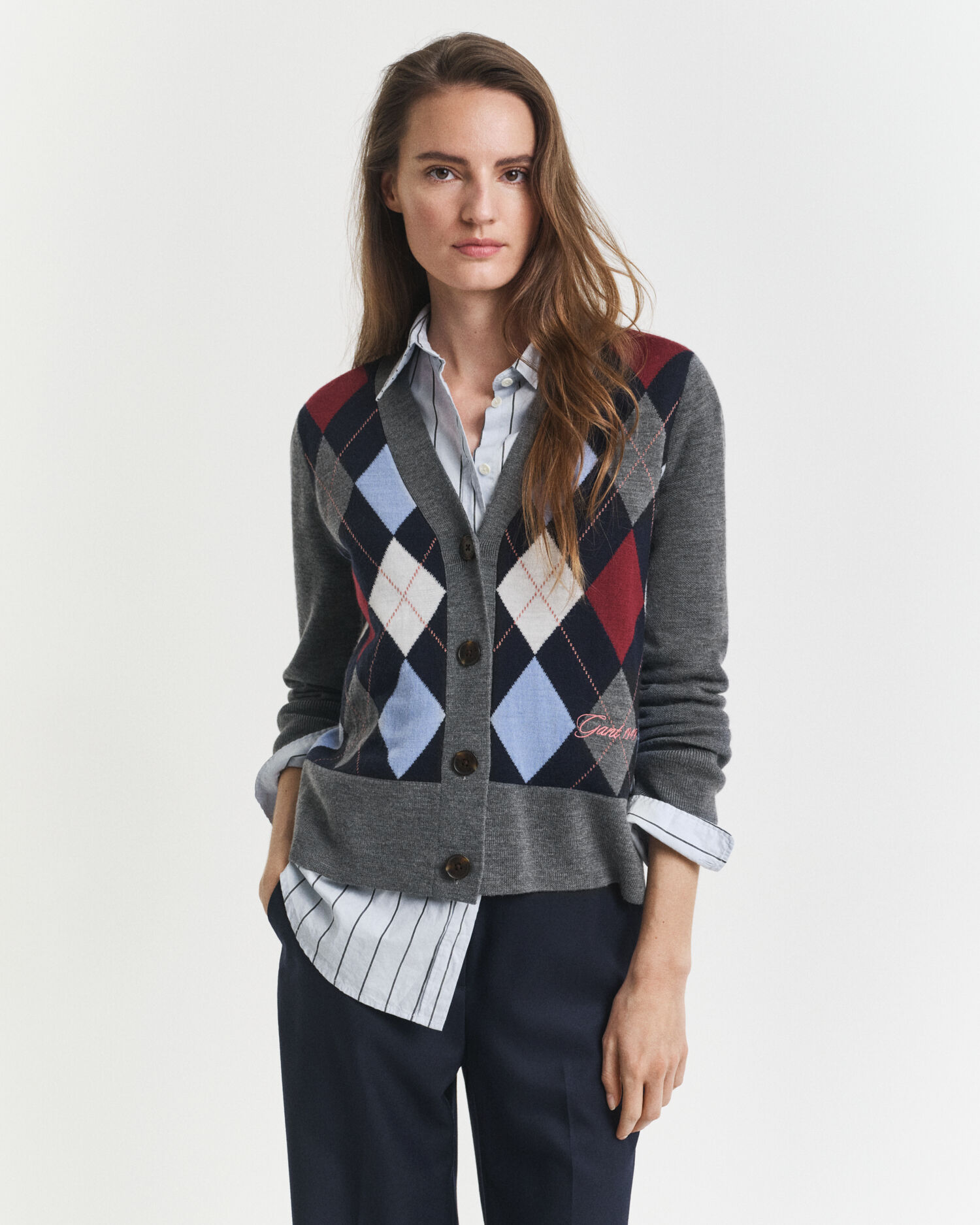 Cardigan Argyle con scollo a V