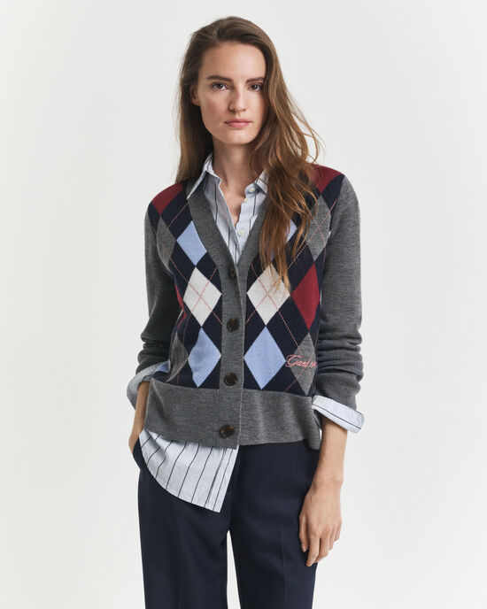 Cardigan Argyle con scollo a V