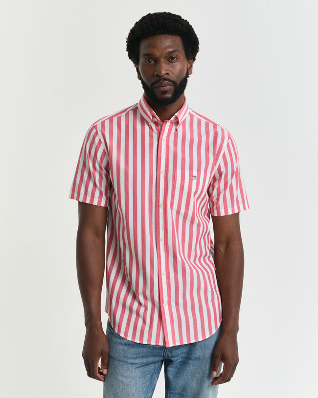 Camicia classica a maniche corte a righe in popeline regular fit