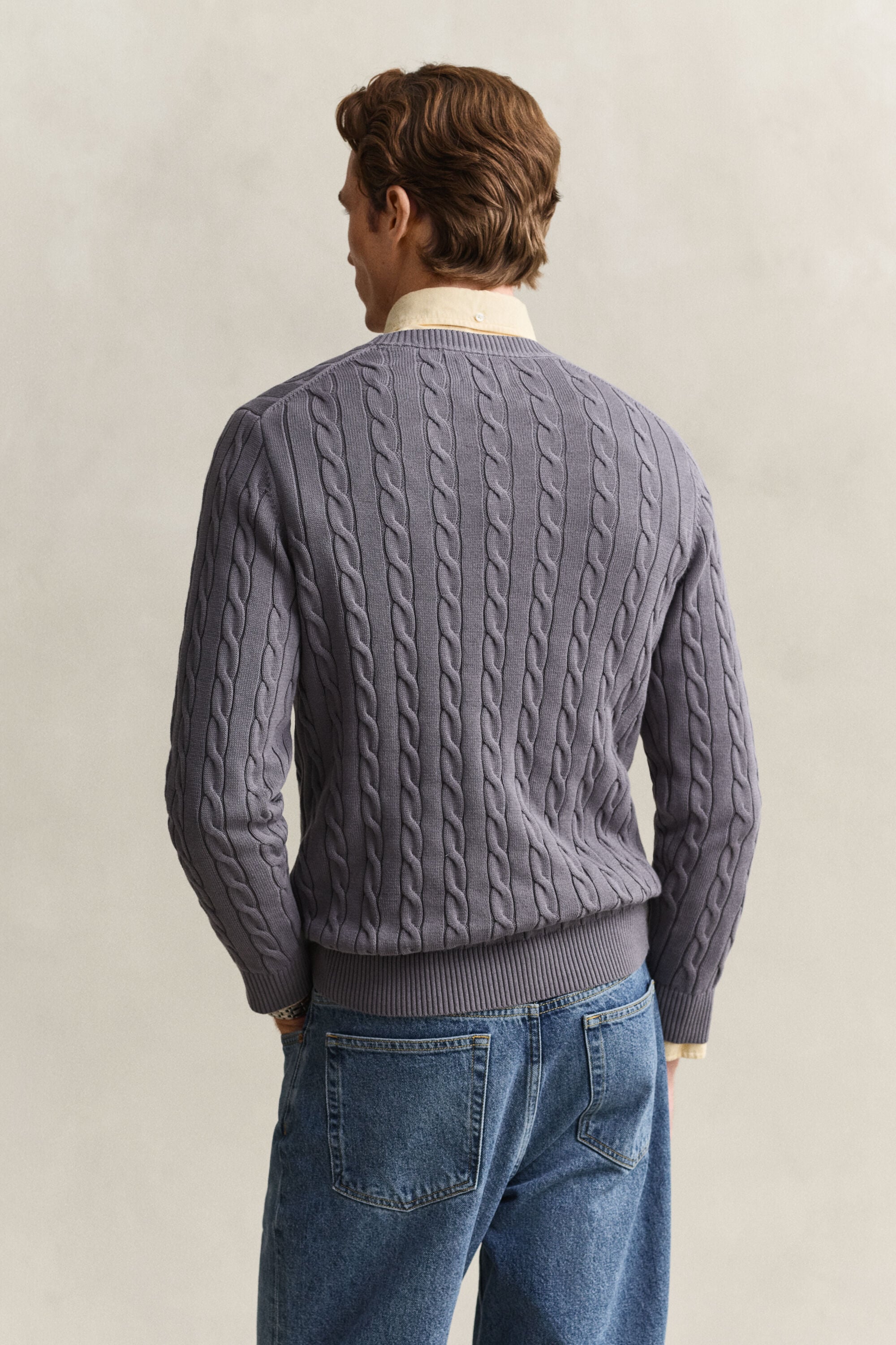 Maglia girocollo in cotone a trecce