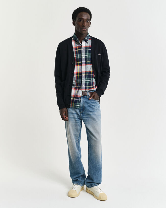 Cardigan in cotone classico con scollo a V