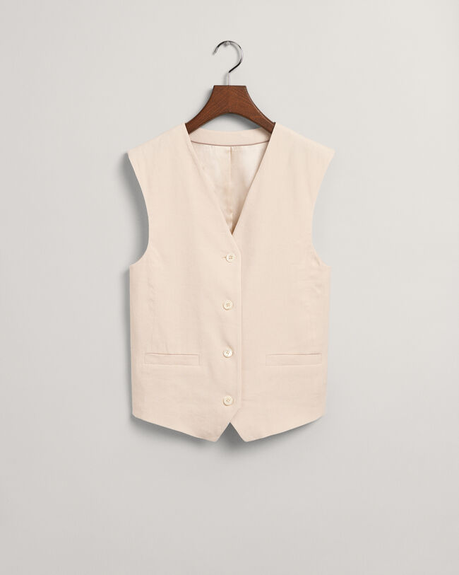 Gilet di lino elasticizzato regular fit