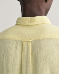 Camicia a maniche corte in misto cotone-lino testurizzato regular fit