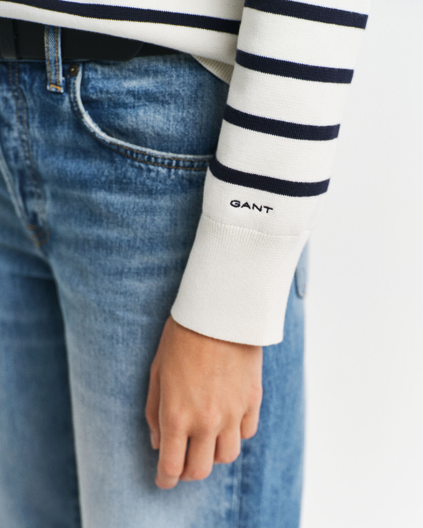 Maglia girocollo in cotone a righe