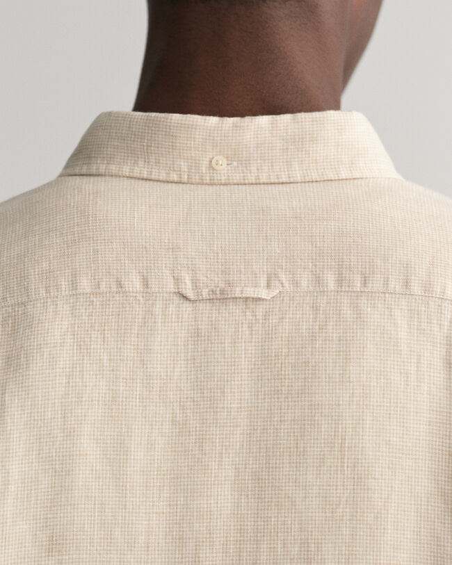 Camicia di lino pied de poule slim fit