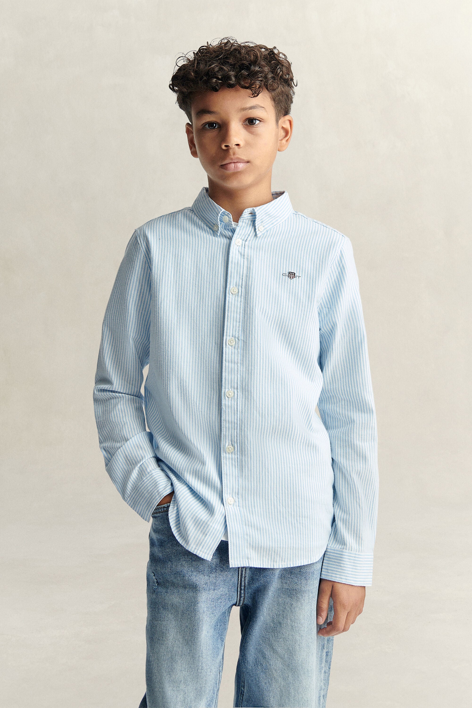Camicia Oxford a righe Shield Teen Boys