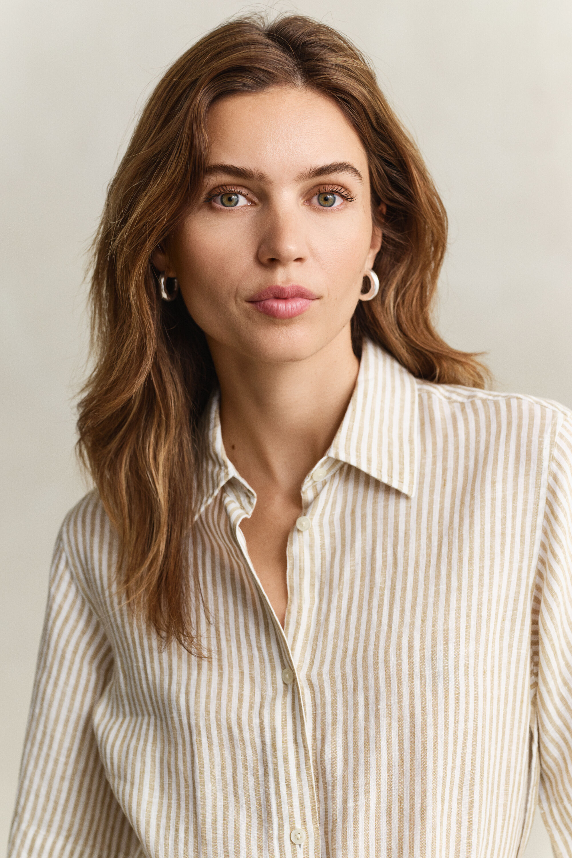 Abito chemisier a righe in lino