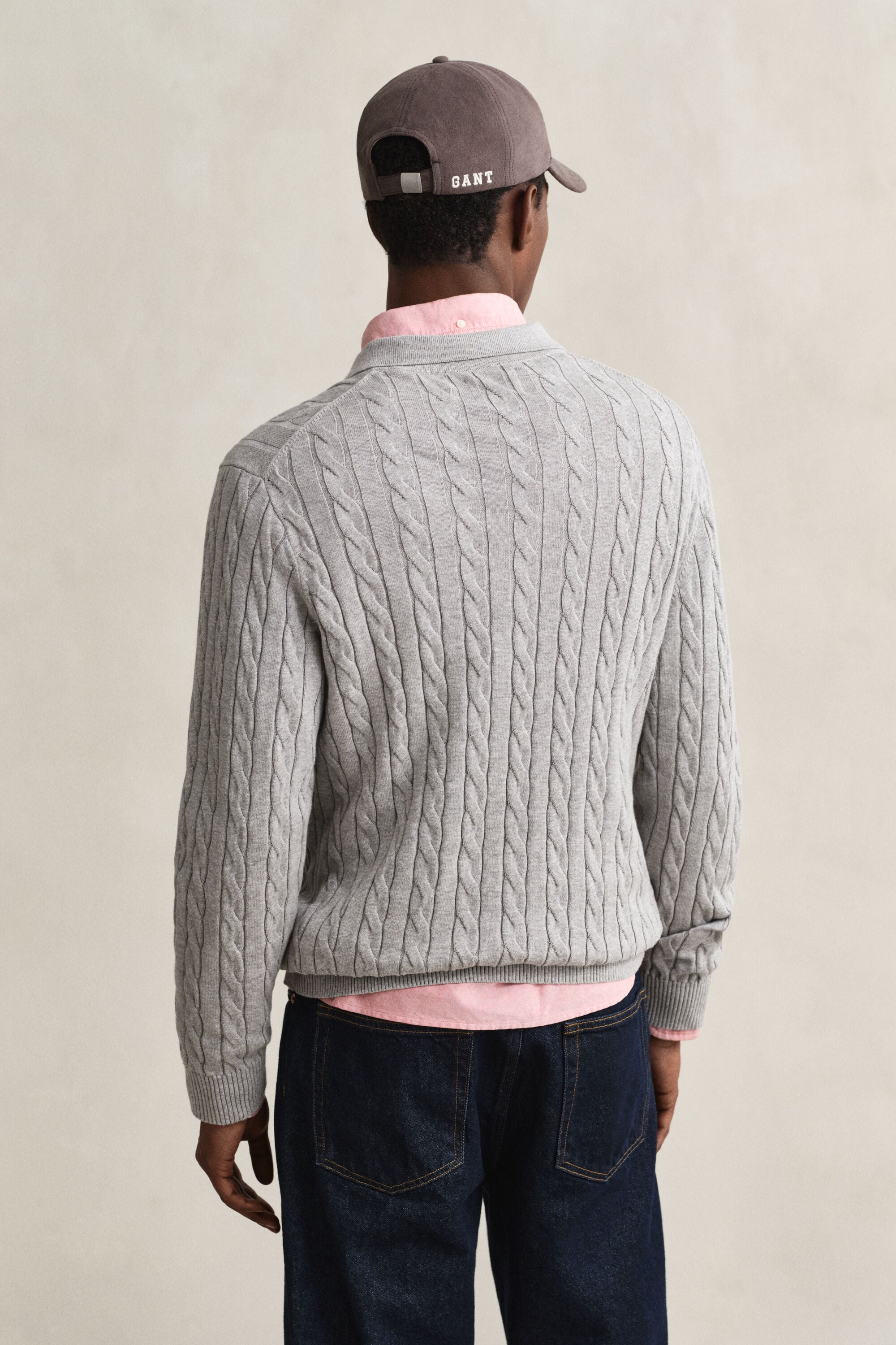 Polo in maglia a trecce in cotone