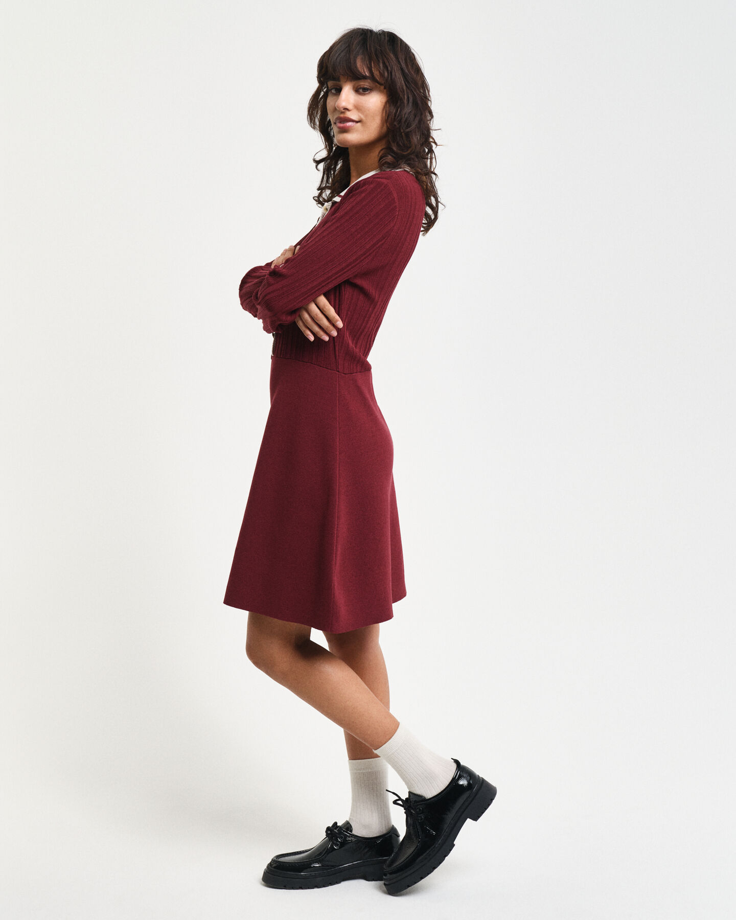 Abito in maglia a coste Contrast