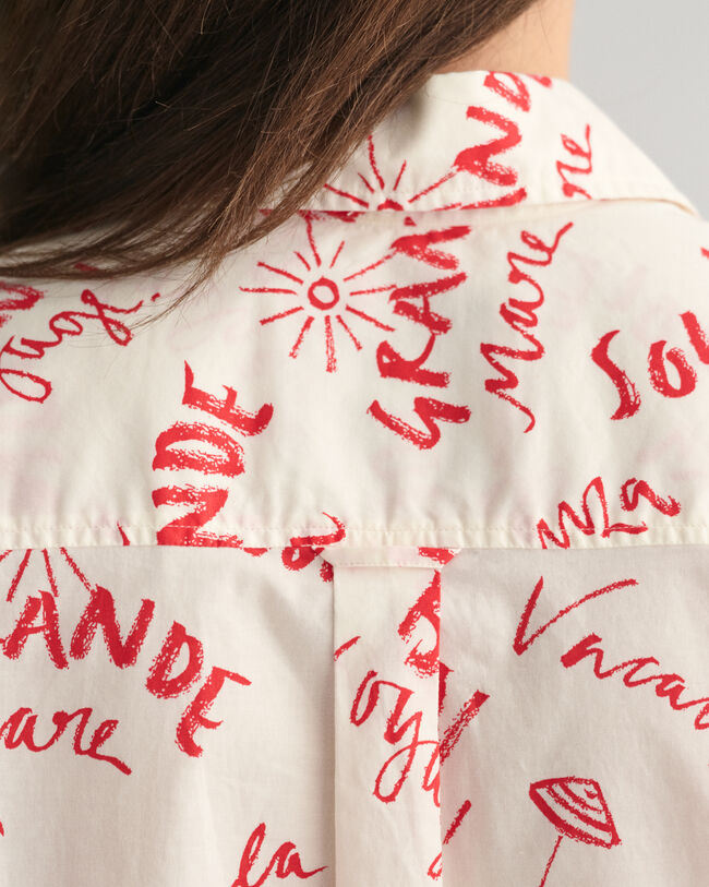 Camicia a maniche corte con stampa Text relaxed fit