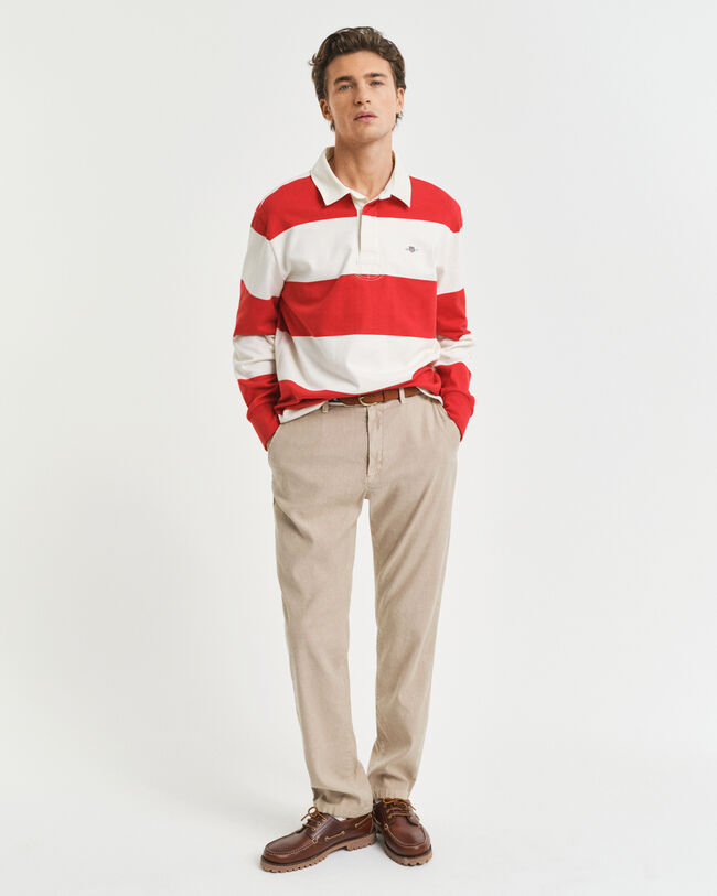 Pantaloni chino in lino e cotone slim fit