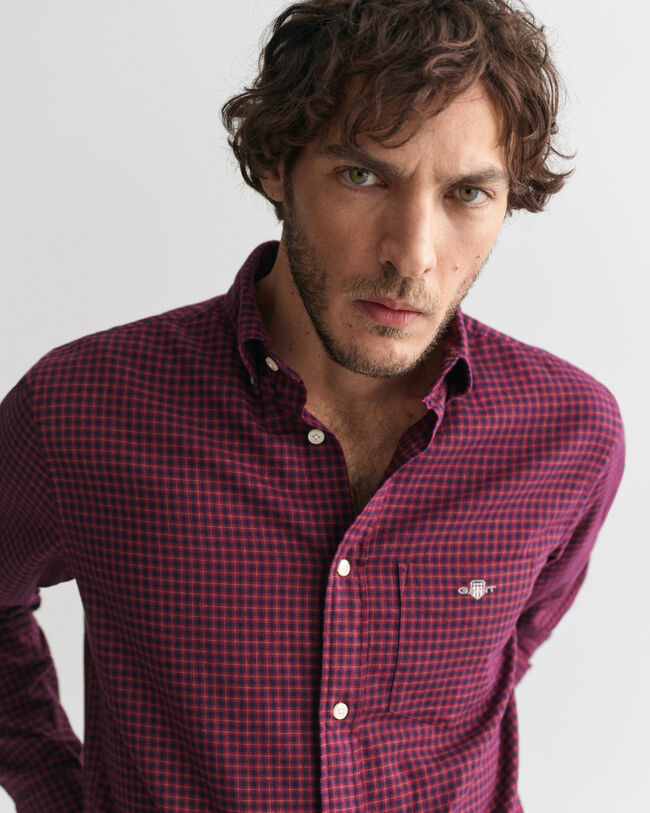 Camicia in flanella a microquadretti regular fit