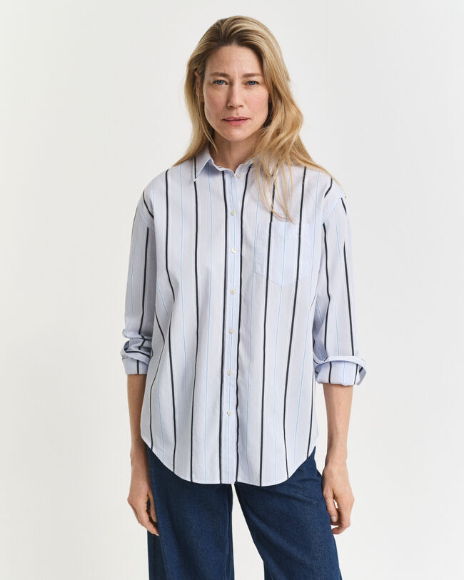 Camicia classica in popeline a righe relaxed fit