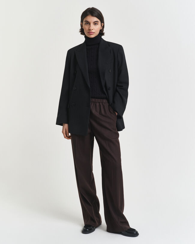 Maglia a collo alto in cotone elasticizzato a trecce