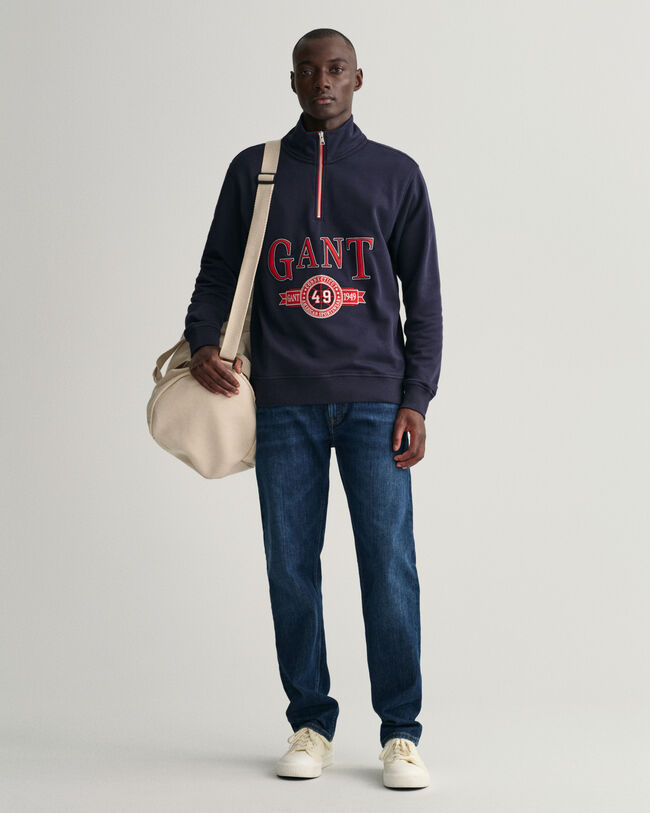 Felpa Retro Crest con zip corta