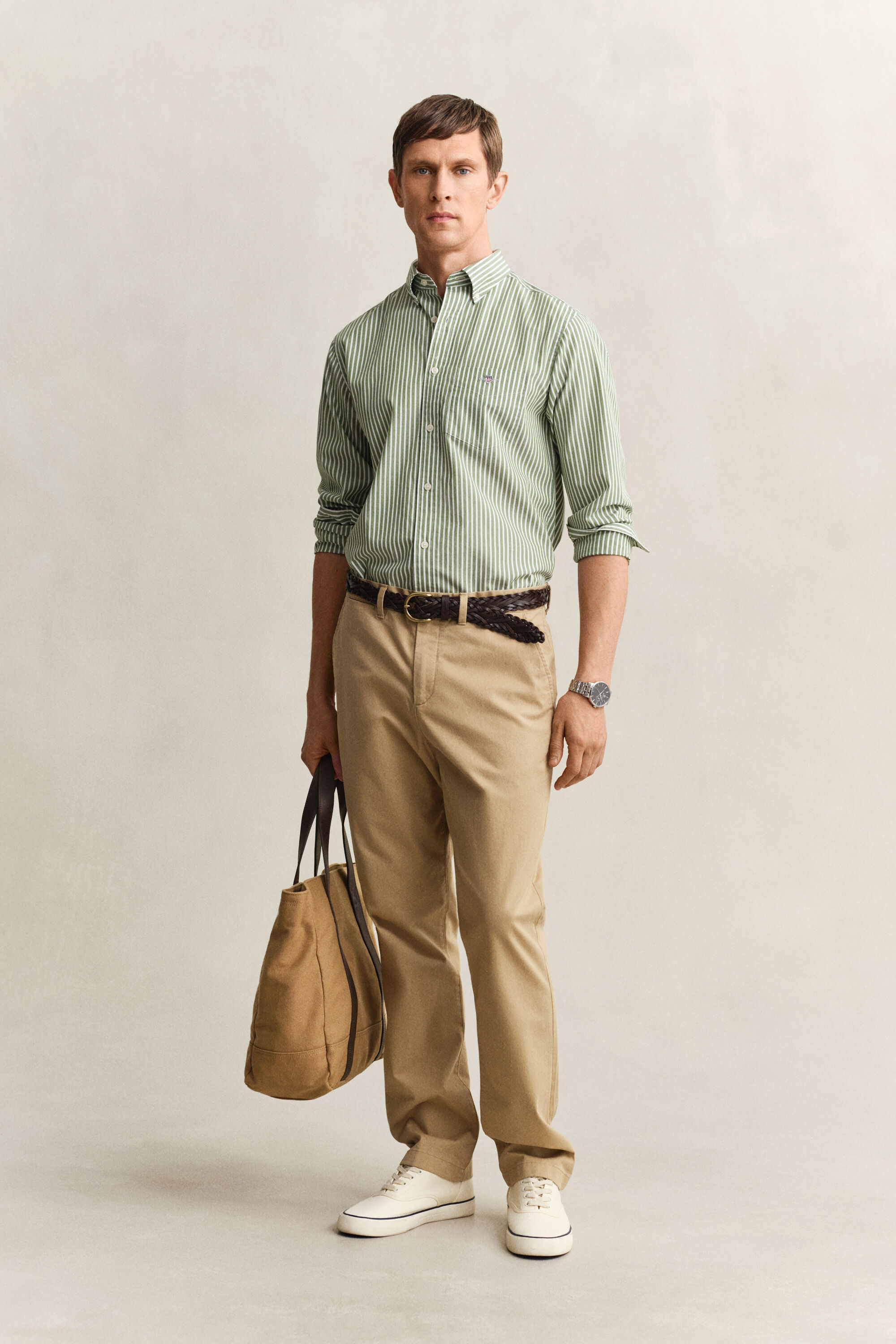 Camicia classica in popeline a righe