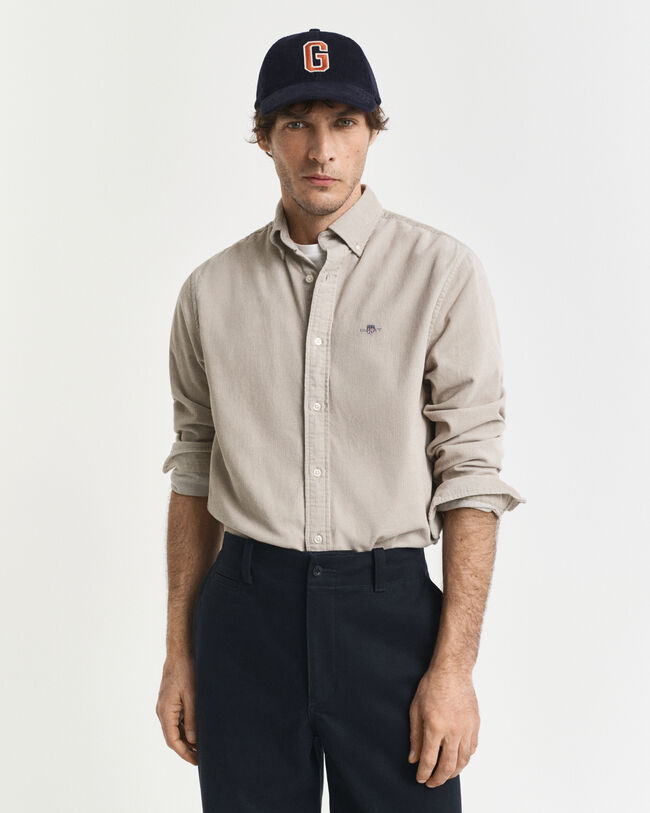 Camicia in cotone e velluto a coste regular fit