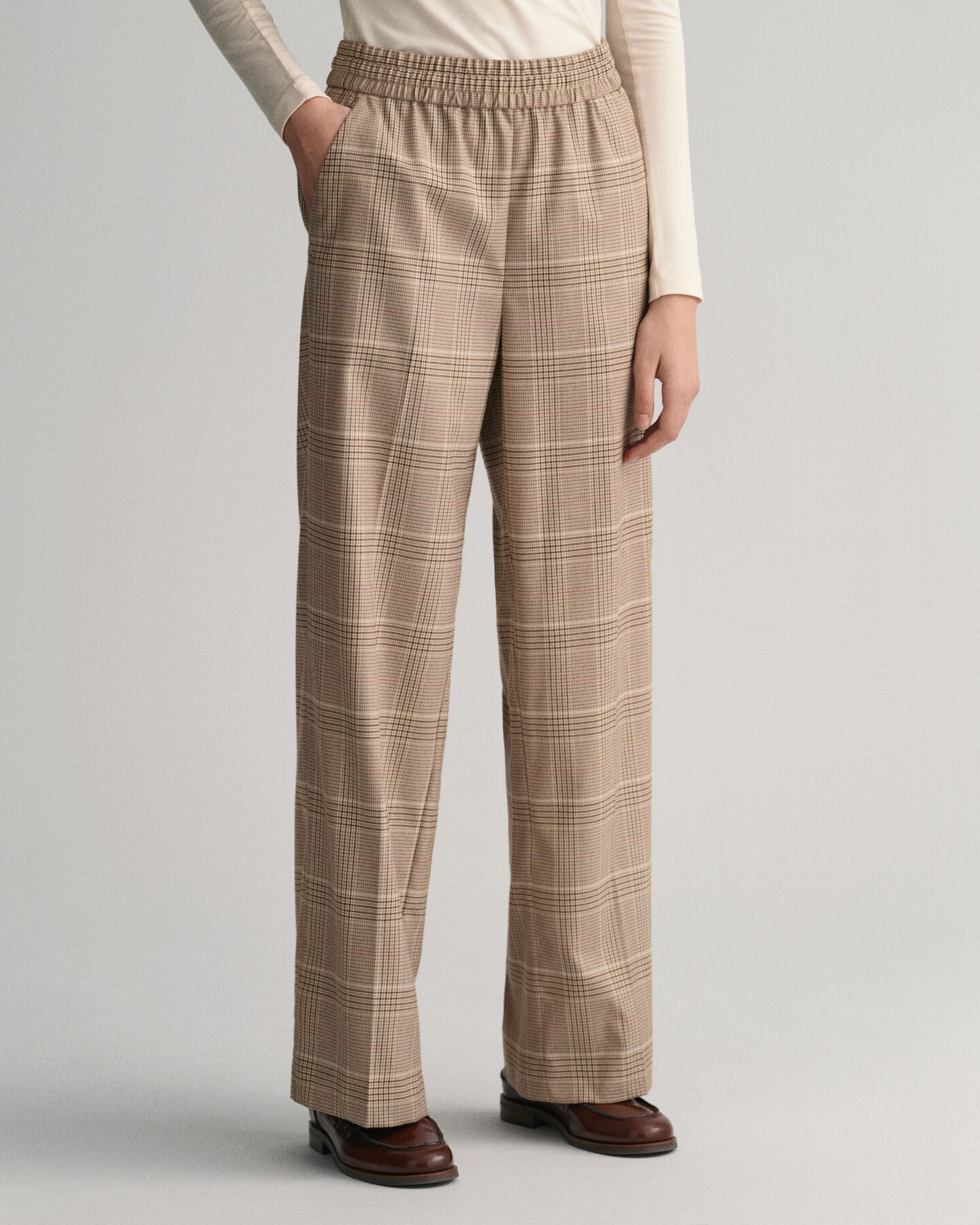 Pantaloni pull-on a quadri relaxed fit