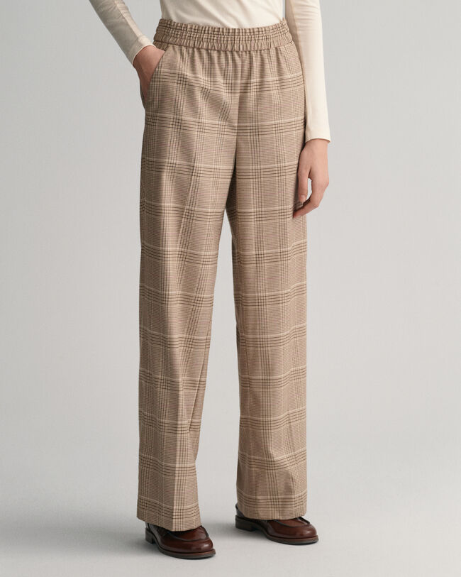 Pantaloni pull-on a quadri relaxed fit
