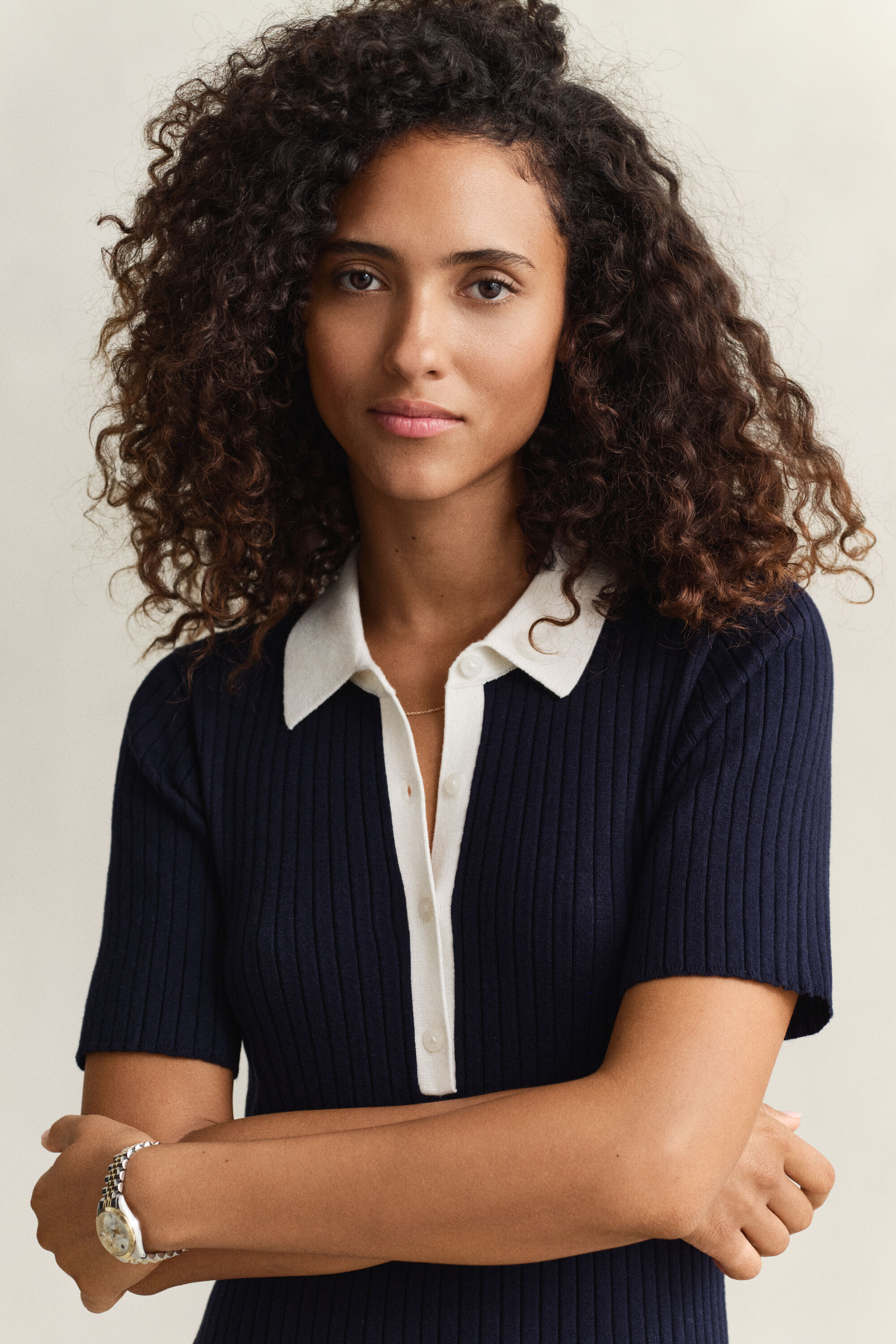 Abito polo in maglia a coste