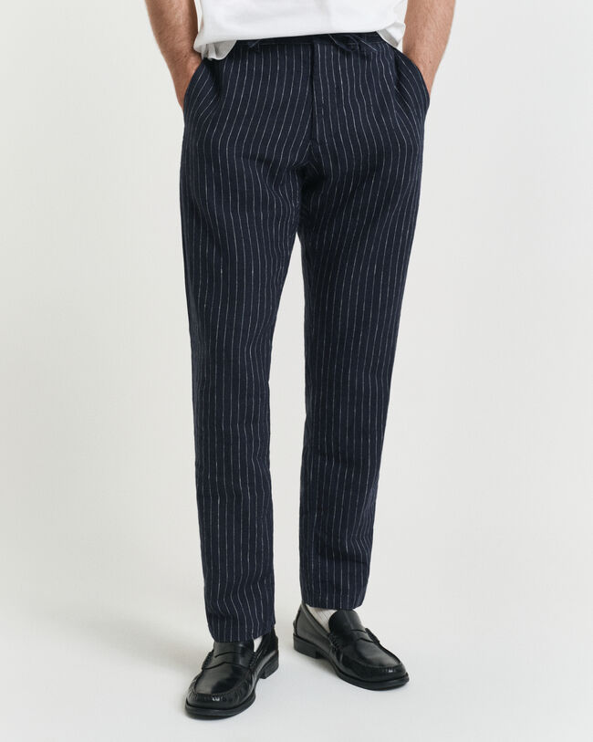 Pantaloni in lino gessati relaxed fit