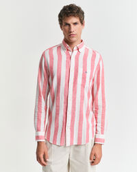 Camicia in misto cotone-lino a righe vistose regular fit