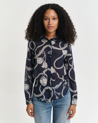 Camicia in seta e cotone con stampa Sailing regular fit