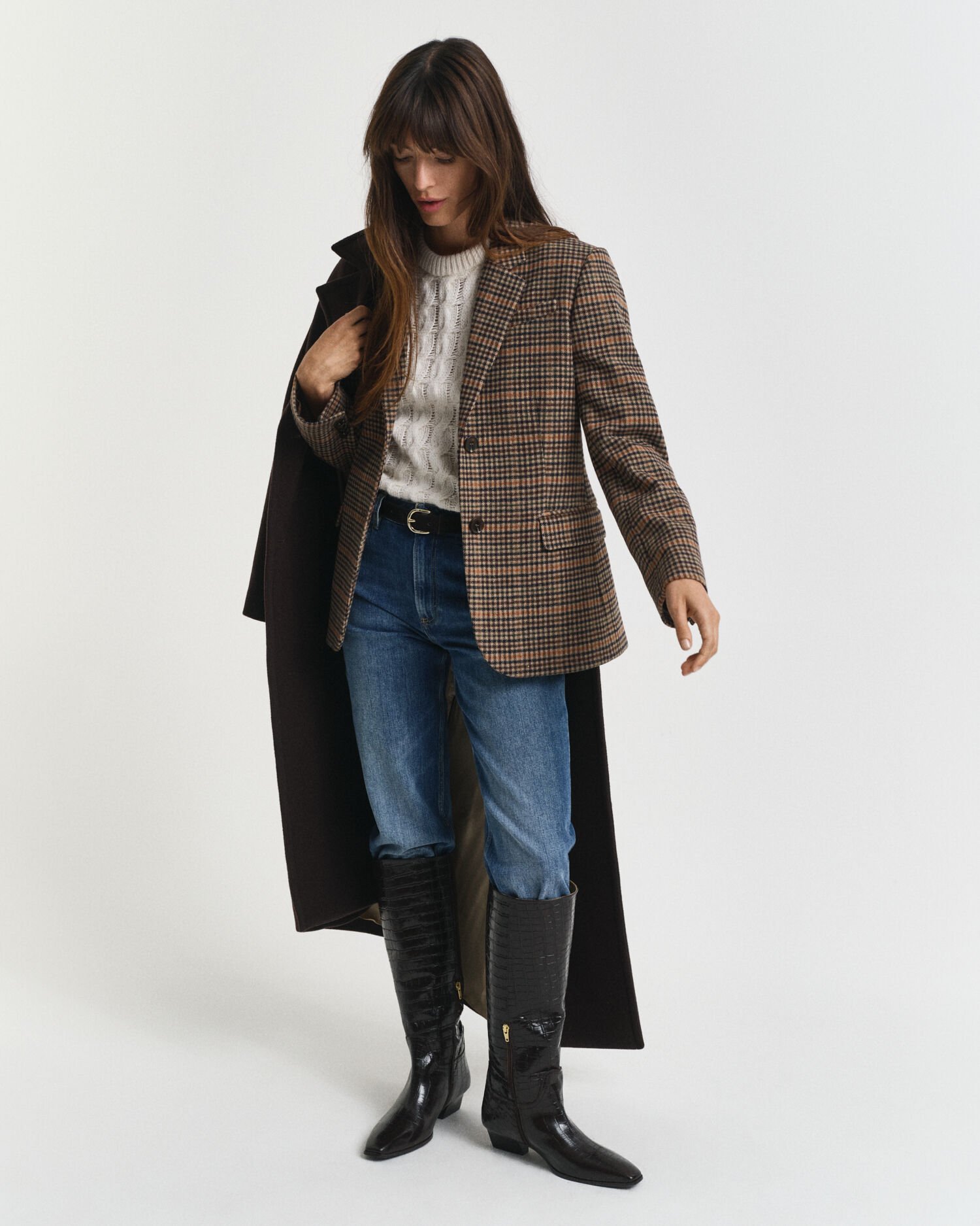 Blazer pied-de-poule in lana regular fit