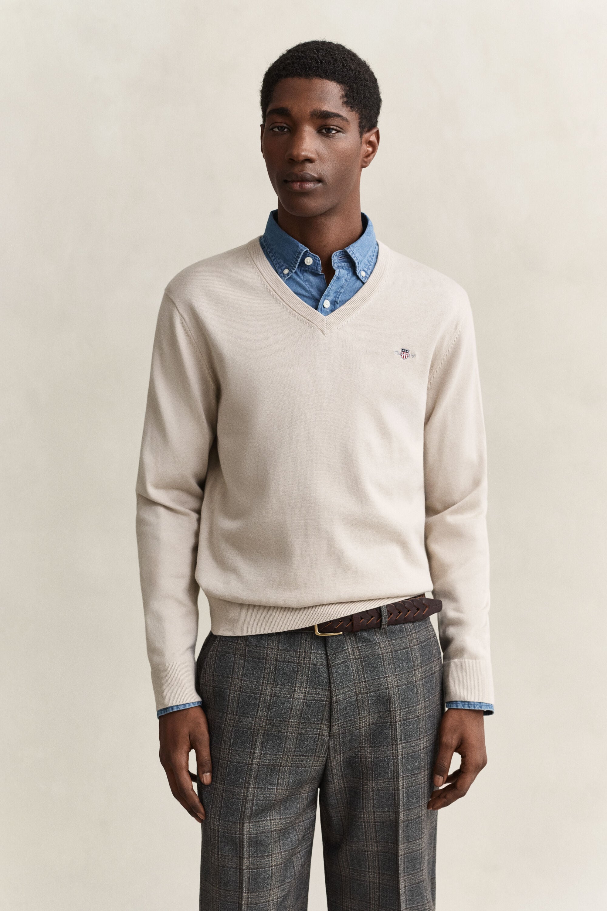 Maglia in cotone con scollo a V classico