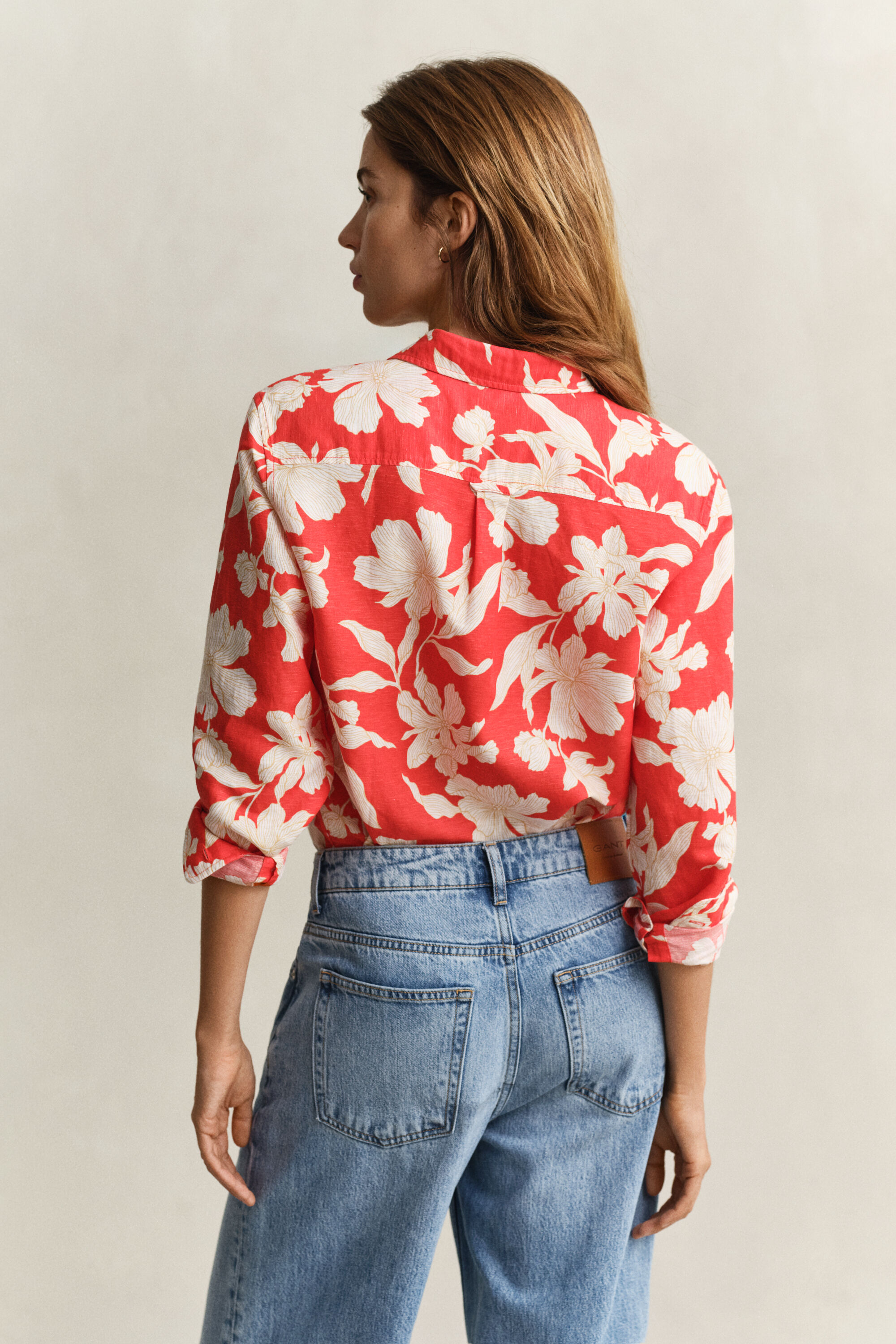 Camicia in lino con stampa floreale