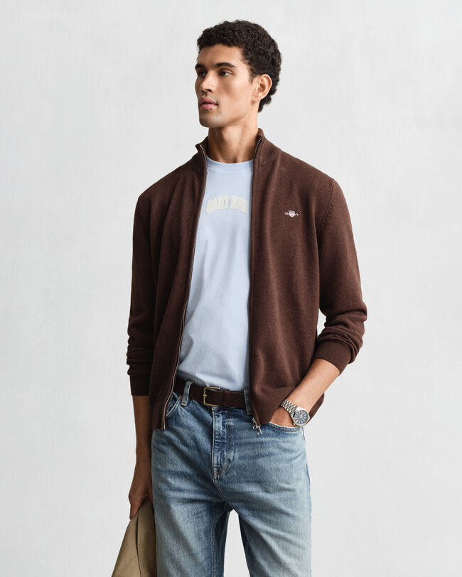 Cardigan in cotone casual con zip