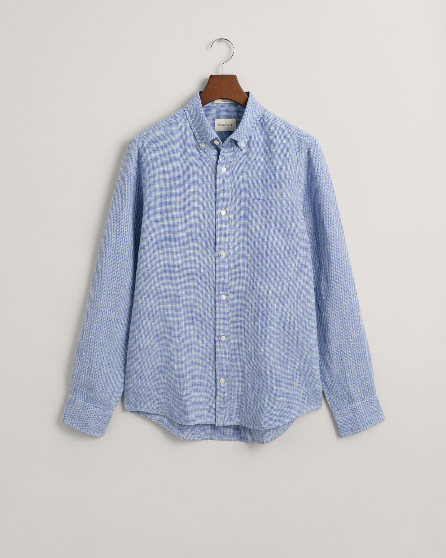 Camicia di lino pied de poule slim fit