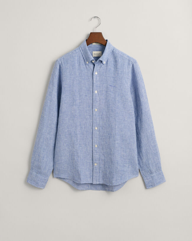 Camicia di lino pied de poule slim fit