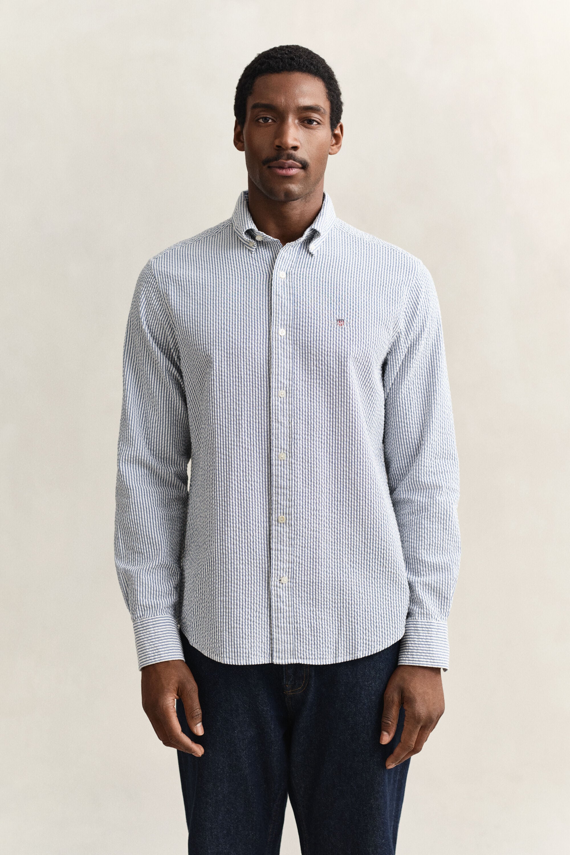 Camicia seersucker a righe regular fit