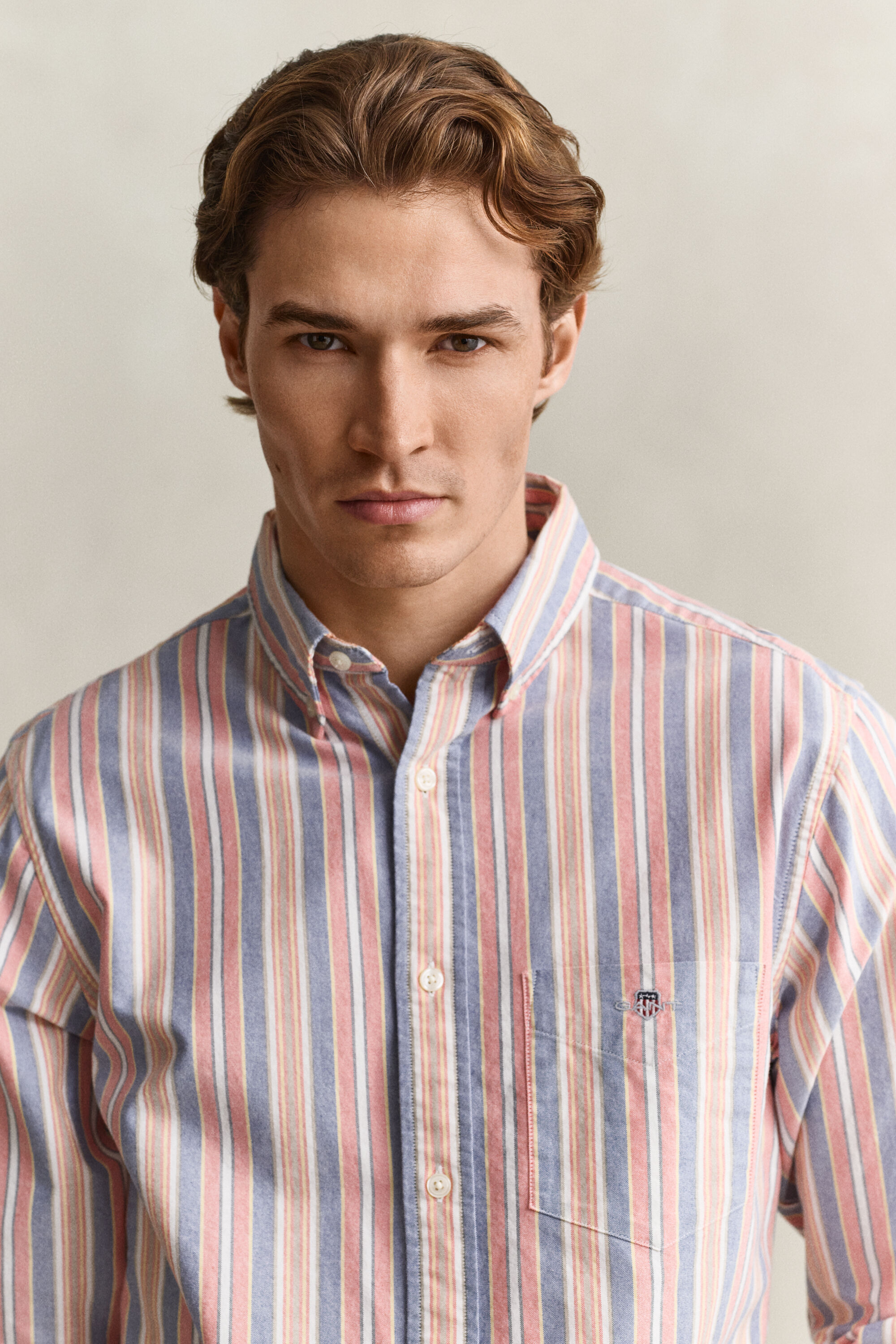 Camicia Oxford classica a righe multicolore
