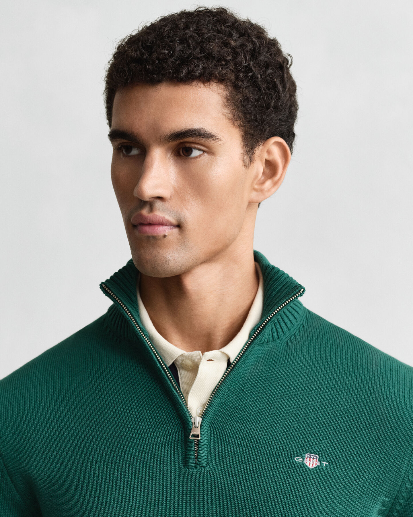 Maglia in cotone casual con zip corta