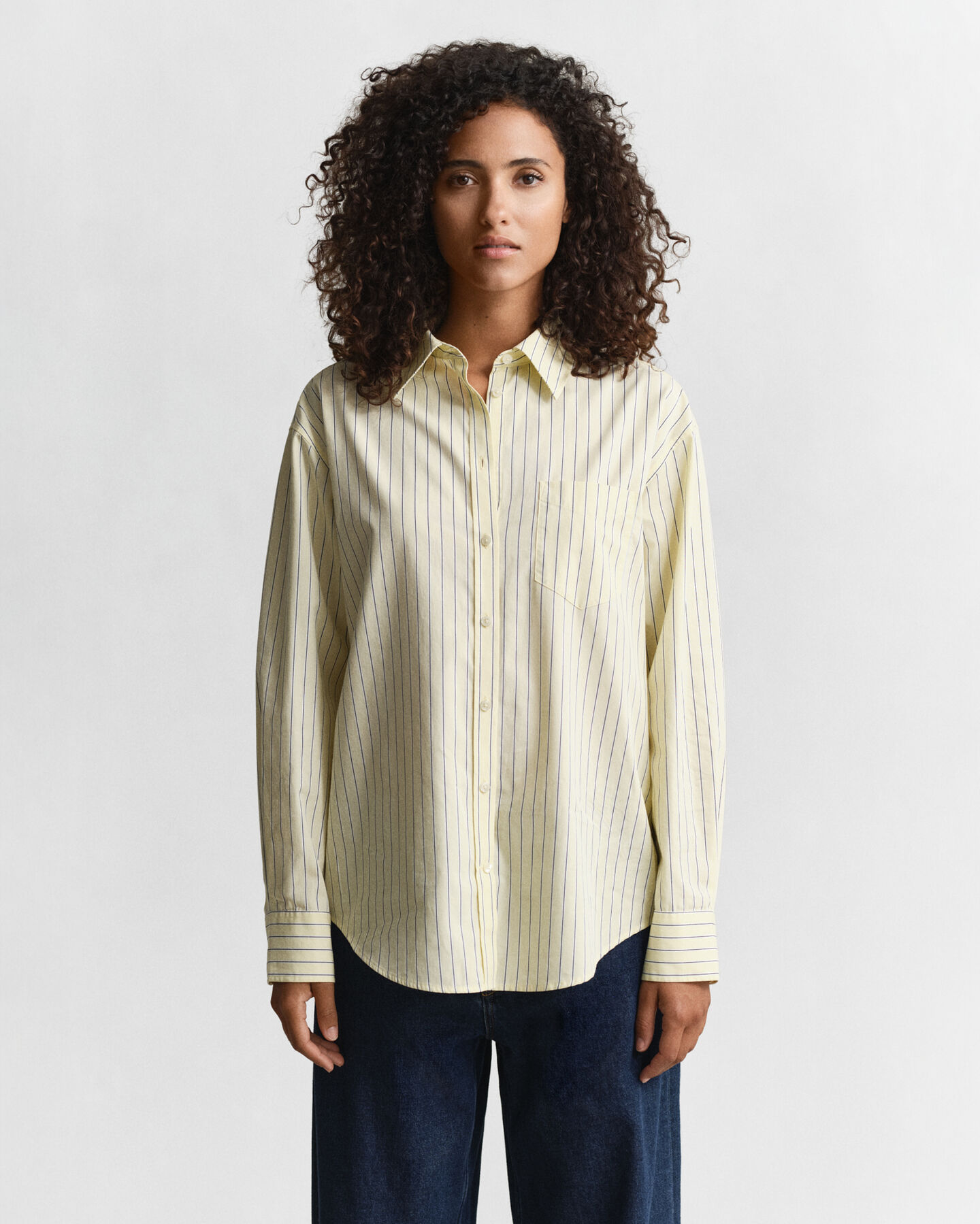 Camicia in popeline a righe relaxed fit