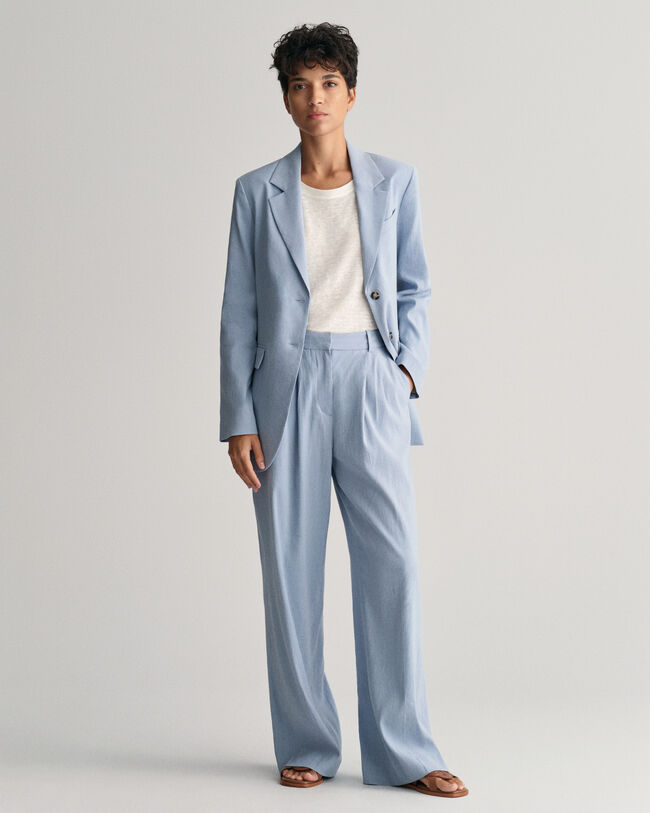 Pantaloni sartoriali elasticizzati in lino relaxed fit