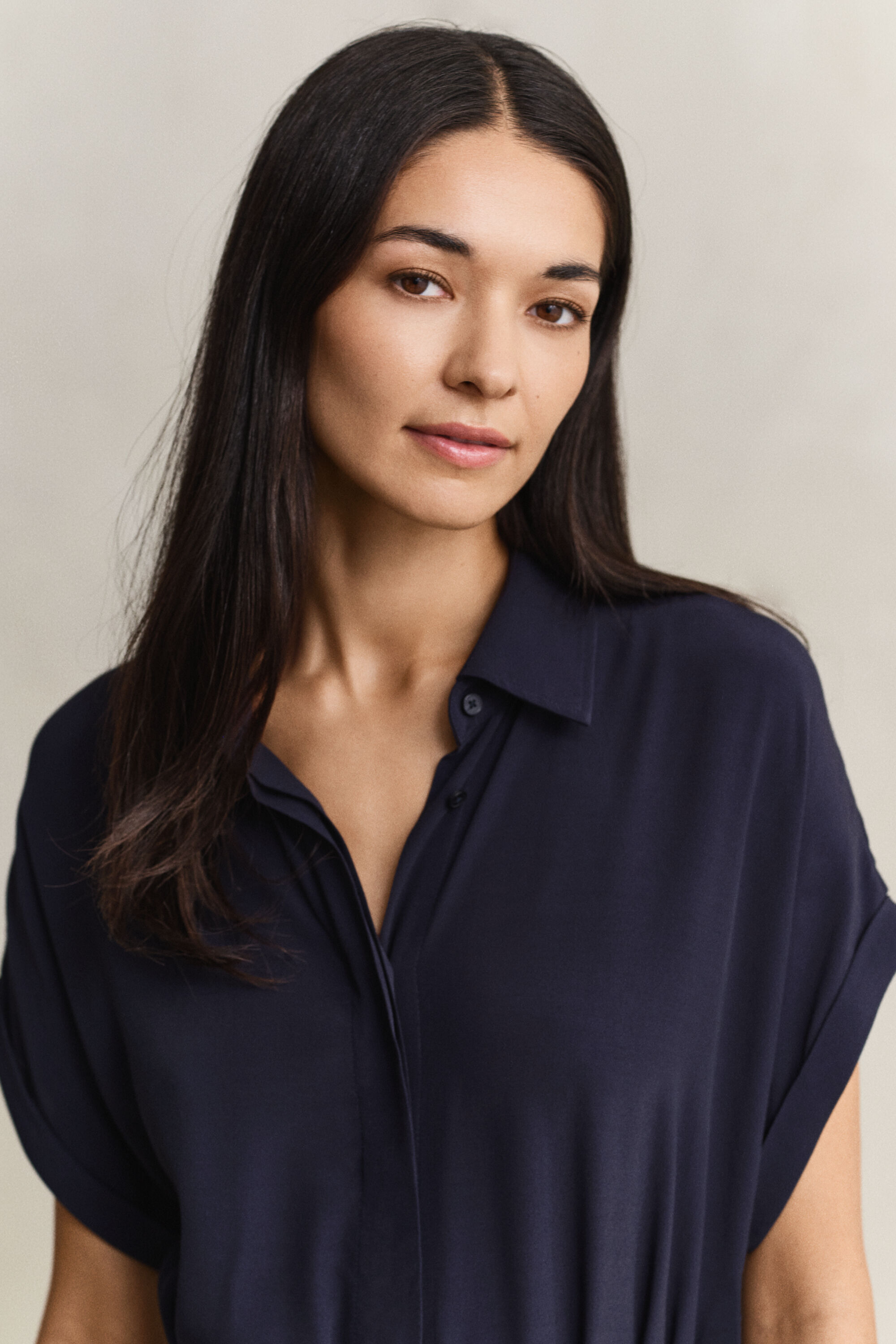 Abito chemisier con maniche ad aletta