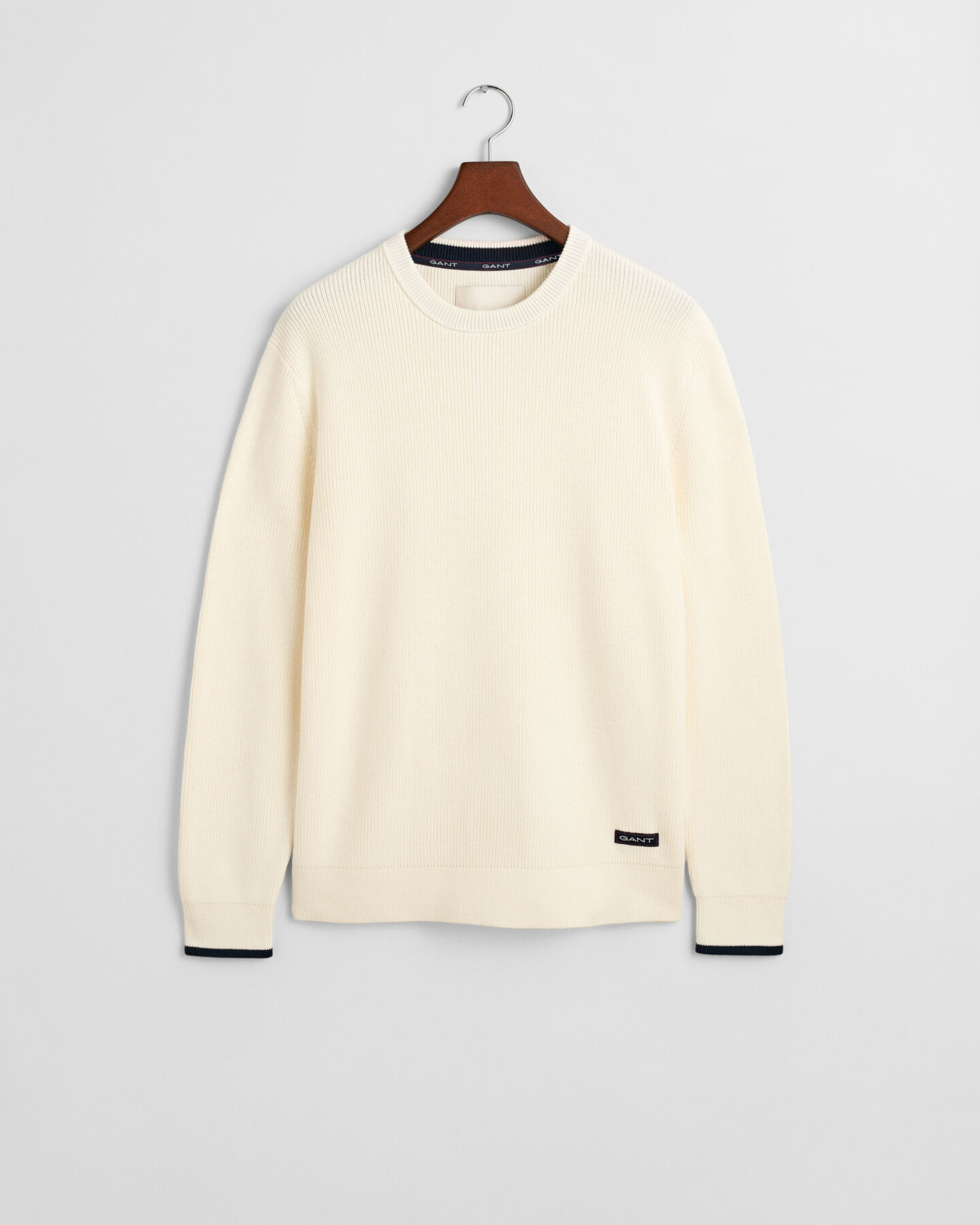 Maglia girocollo in cotone a coste