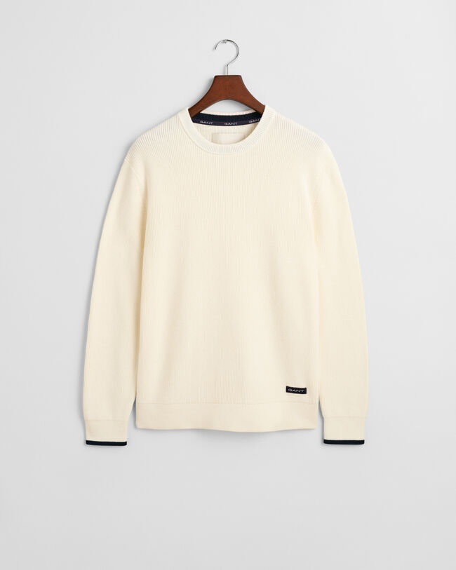 Maglia girocollo in cotone a coste