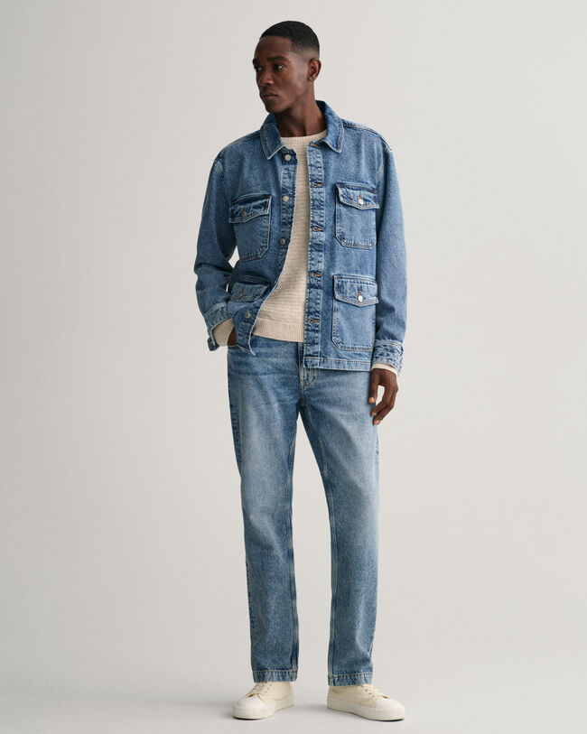 Maglia girocollo testurizzata in misto cotone-lino