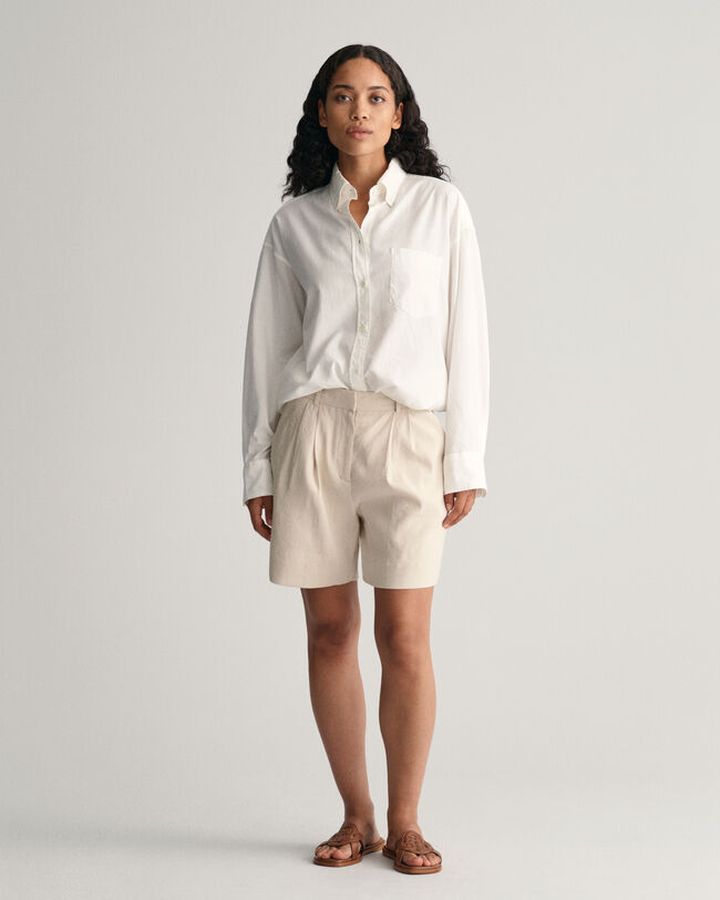 Pantaloncini sartoriali in lino elasticizzati