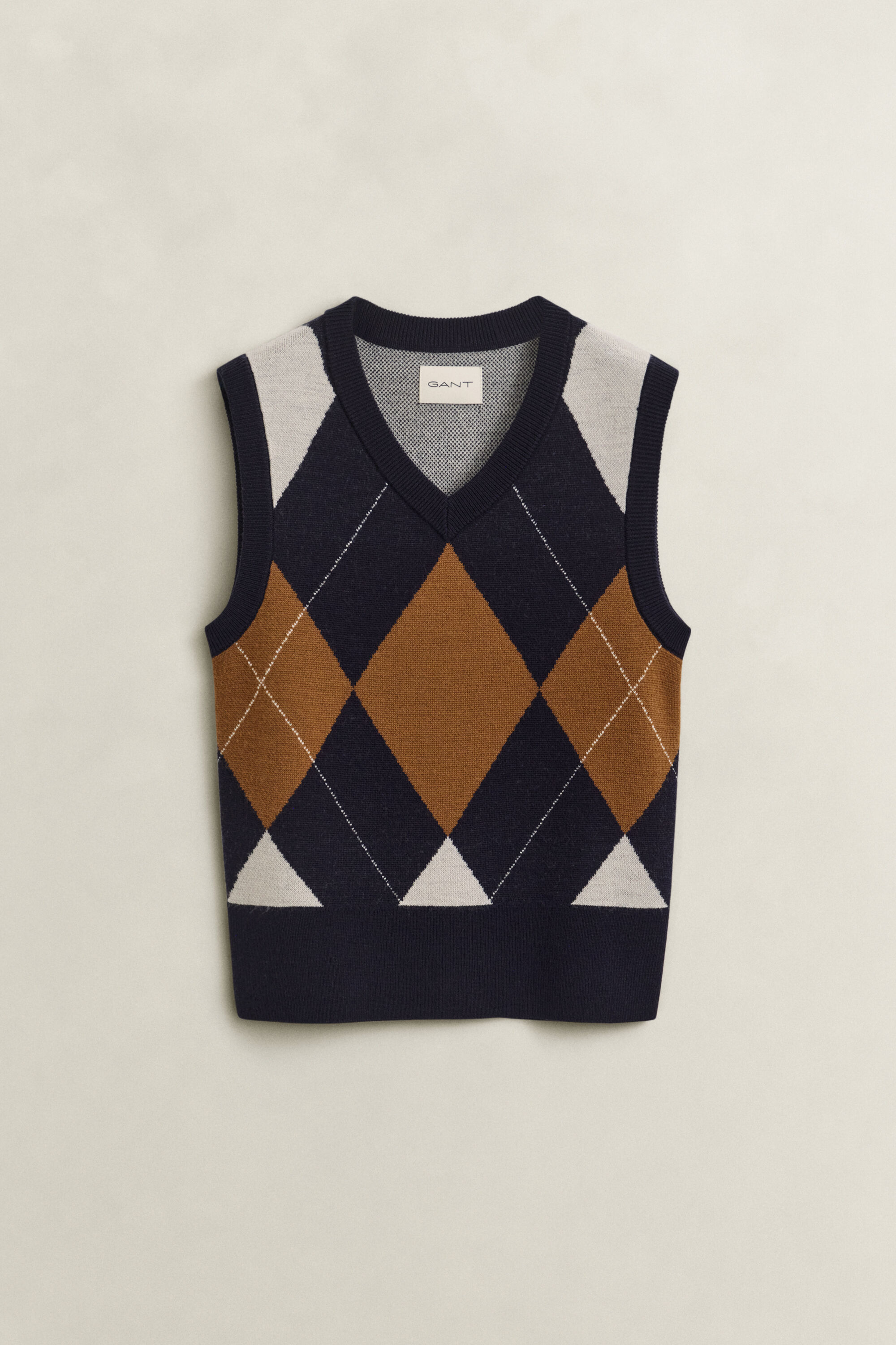Smanicato in maglia a rombi in lana