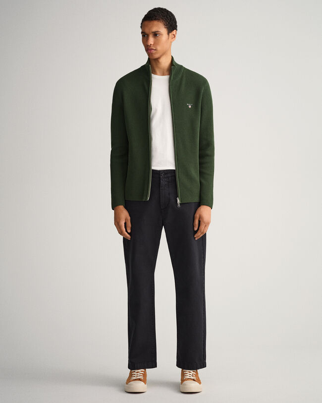 Maglia Texture a coste con zip lunga